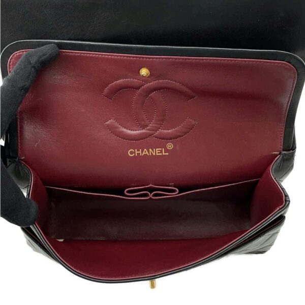 9751651 07 Chanel Matelasse 25 Coco Mark Lambskin Double Chain Bag Black