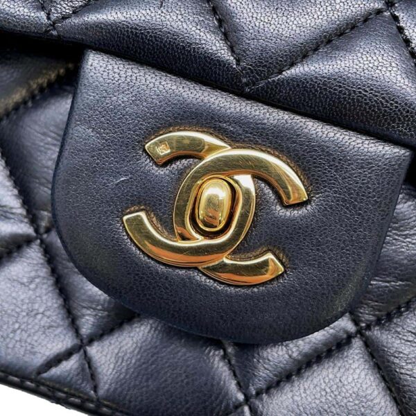 9751651 09 Chanel Matelasse 25 Coco Mark Lambskin Double Chain Bag Black