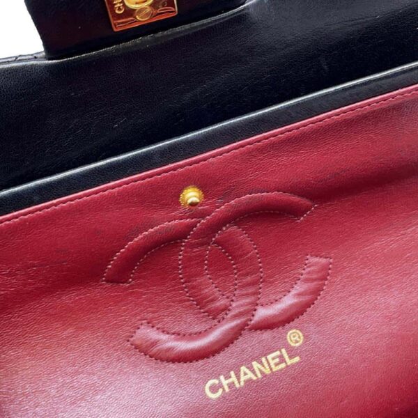 9751651 14 Chanel Matelasse 25 Coco Mark Lambskin Double Chain Bag Black