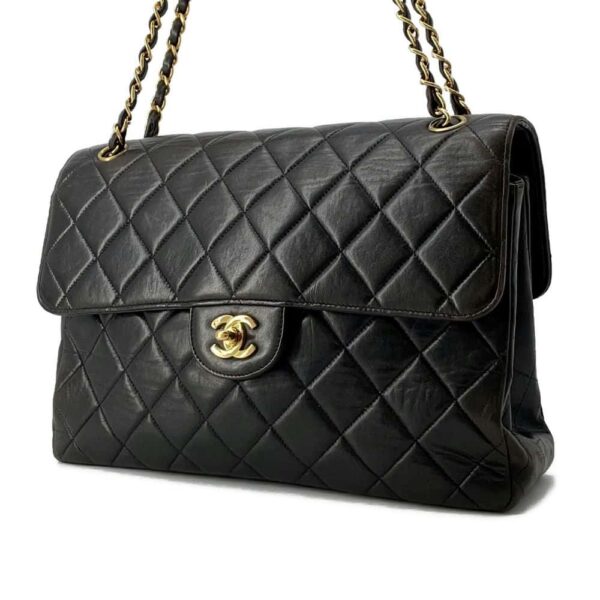 9751668 02 Chanel Matelasse W Face Coco Mark Lambskin Bag Black