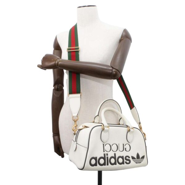 9752092 04 Gucci Adidas Collaboration Leather Bag White Black