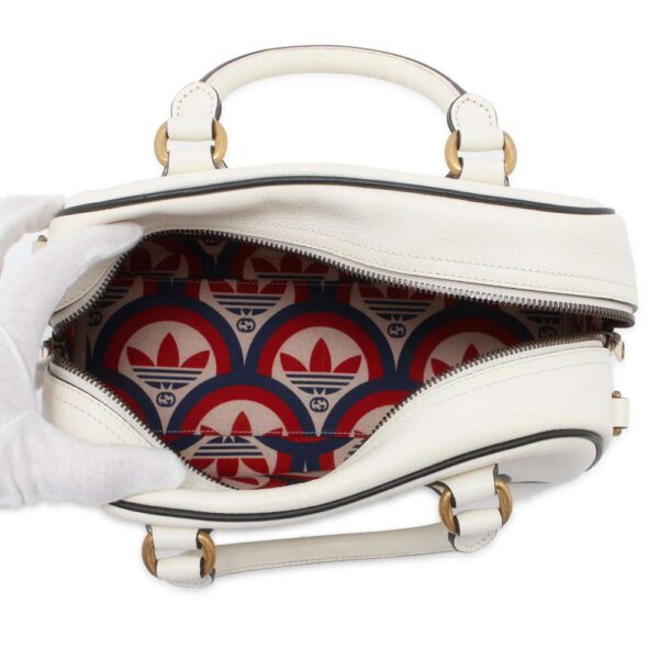 9752092 06 Gucci Adidas Collaboration Leather Bag White Black