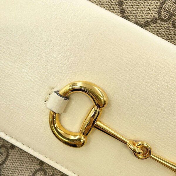 9752139 13 Gucci Horsebit 1955 GG Supreme Leather Shoulder Bag Small White