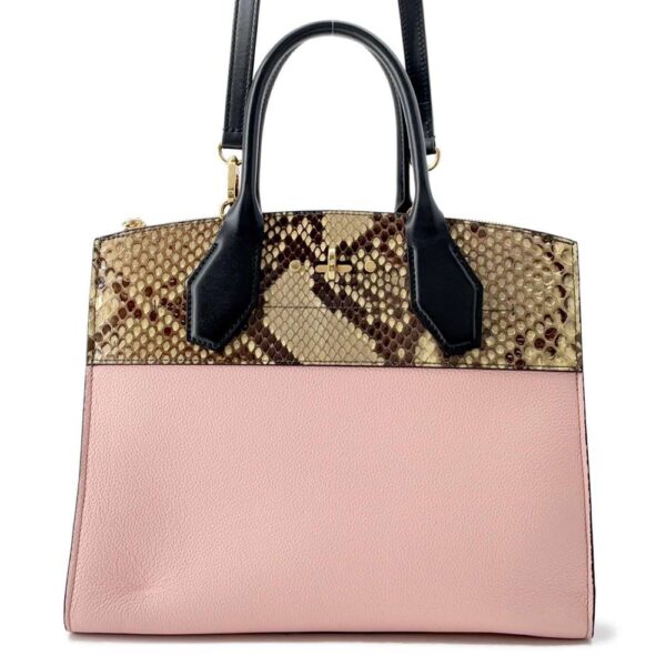 9752290 01 Louis Vuitton City Steamer MM Calf Leather Python Handbag