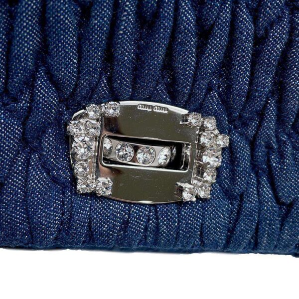 9753105 10 Miu Miu Shoulder Bag Matelassé Crystal Bijou Denim