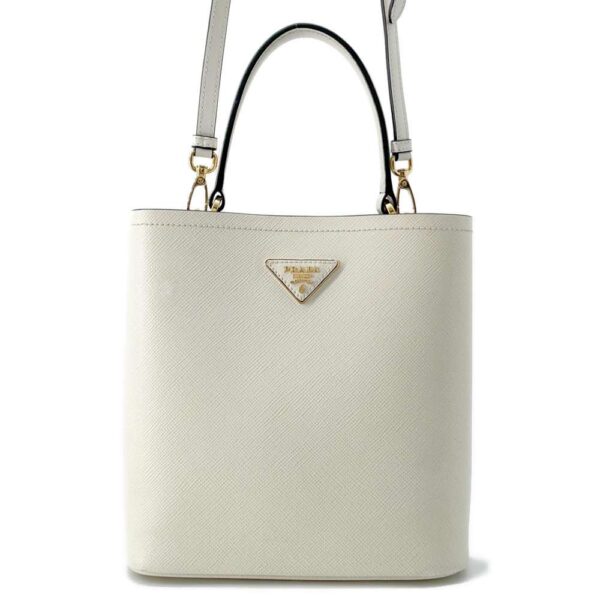 9753235 01 Prada Pannier Saffiano Leather Shoulder Bag 2way White