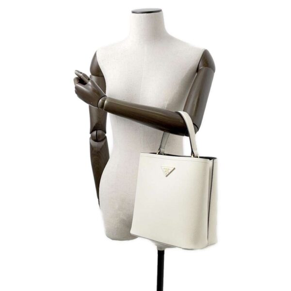 9753235 05 Prada Pannier Saffiano Leather Shoulder Bag 2way White