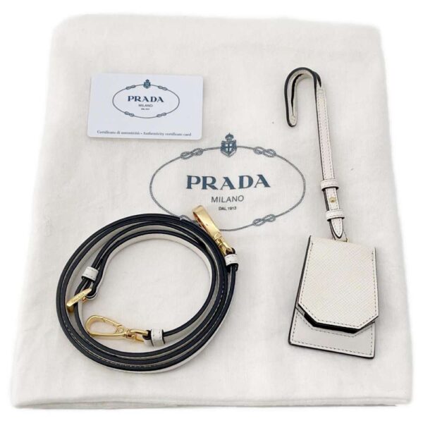 9753235 17 Prada Pannier Saffiano Leather Shoulder Bag 2way White