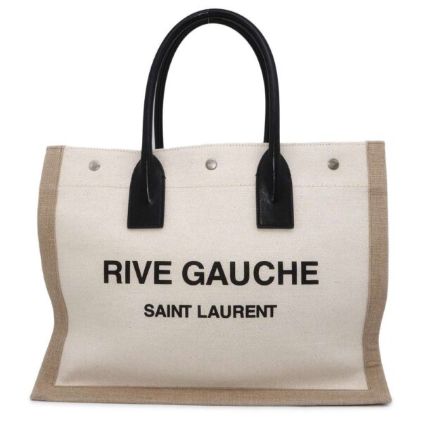 9754133 01 Saint Laurent Paris Tote Bag Rive Gauche Canvas Black