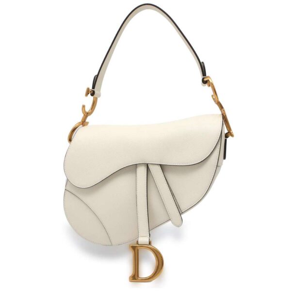 9754270 01 Christian Dior Saddle Leather Shoulder Bag White