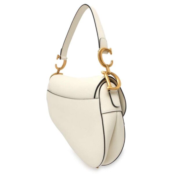 9754270 02 Christian Dior Saddle Leather Shoulder Bag White