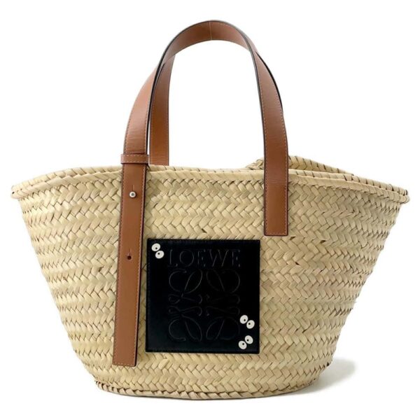 9757707 01 Loewe Basket Bag Ghibli Collaboration My Neighbor Totoro Raffia Medium Black