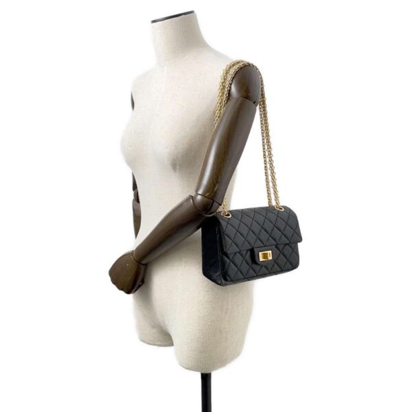 9758223 04 Chanel 255 Mini Aged Calf Leather Shoulder Bag Black