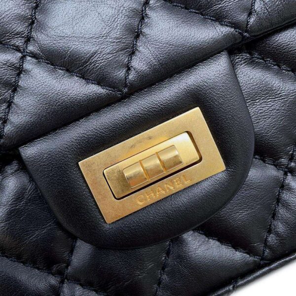 9758223 07 Chanel 255 Mini Aged Calf Leather Shoulder Bag Black