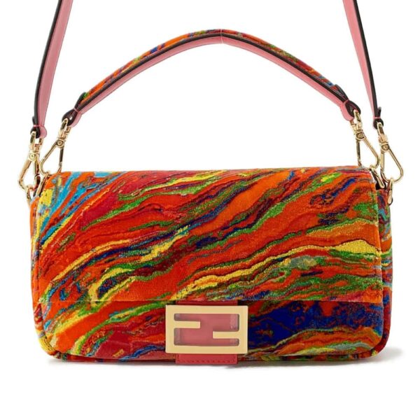 9767706 01 Fendi Mamma Baguette Marble Leather Shoulder Bag