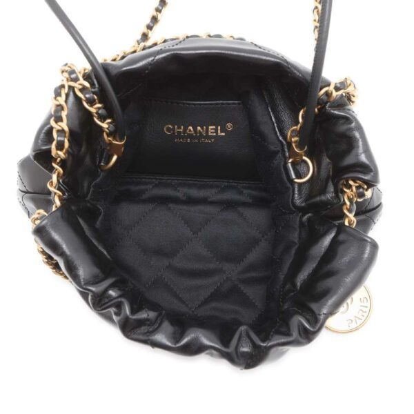 9772199 06 Chanel 22 Mini Coco Mark Shiny Calf Leather 2way Shoulder Bag Black