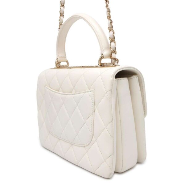 9772779 02 Chanel Cocomark Matelasse Top Handle Lambskin 2way Chain Shoulder Bag White