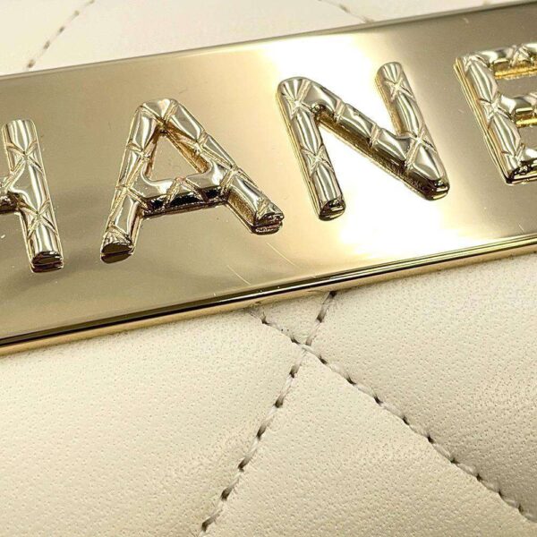 9772779 10 Chanel Cocomark Matelasse Top Handle Lambskin 2way Chain Shoulder Bag White