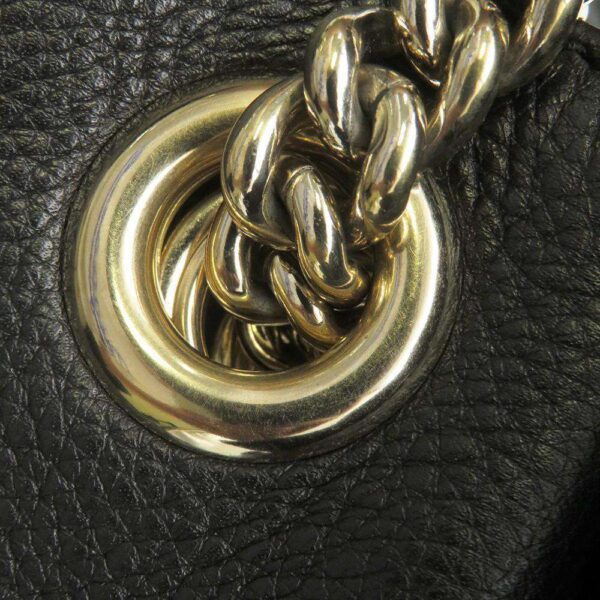 9777880 07 Gucci Soho Leather Chain Tote Bag Black