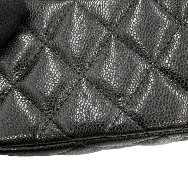 9779860 07 Chanel Matelasse Coco Mark Caviar Skin Flap Phone Case Chain Shoulder Bag Black