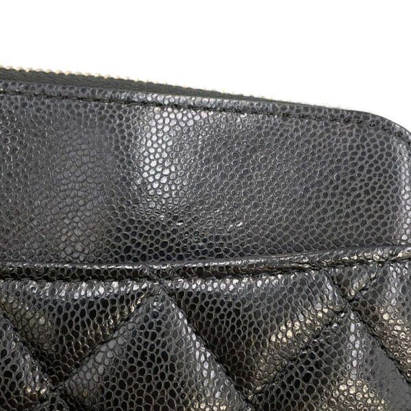 9779860 09 Chanel Matelasse Coco Mark Caviar Skin Flap Phone Case Chain Shoulder Bag Black