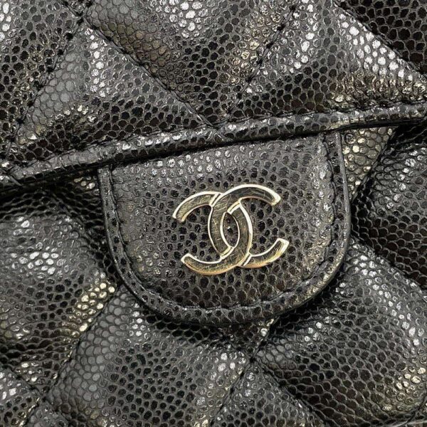 9779860 12 Chanel Matelasse Coco Mark Caviar Skin Flap Phone Case Chain Shoulder Bag Black