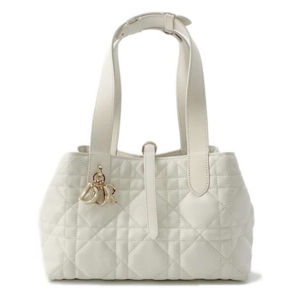 9782136 01 Christian Dior Toujours Macrocannage Small Leather Handbag White