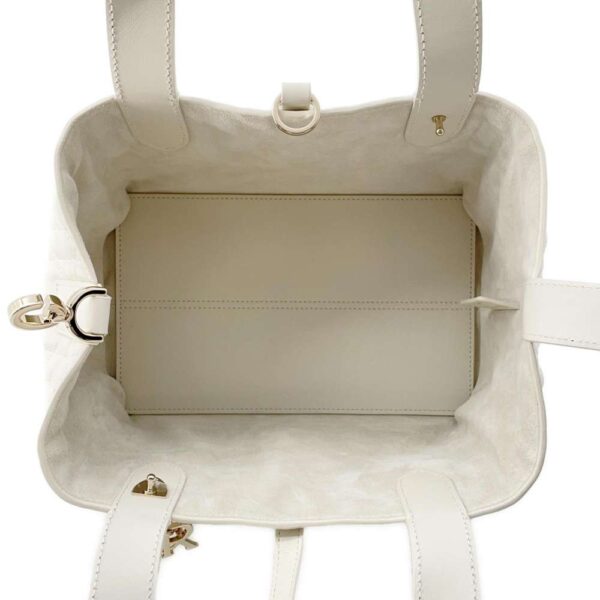 9782136 05 Christian Dior Toujours Macrocannage Small Leather Handbag White