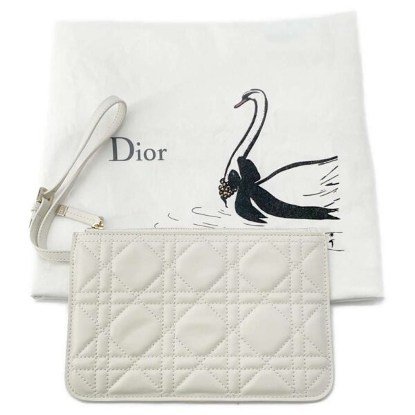 9782136 11 Christian Dior Toujours Macrocannage Small Leather Handbag White