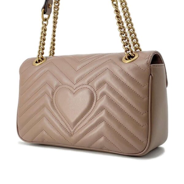 9782501 02 Gucci GG Marmont Quilted Leather Heart Chain Shoulder Bag