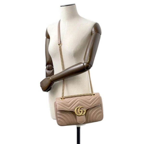 9782501 05 Gucci GG Marmont Quilted Leather Heart Chain Shoulder Bag