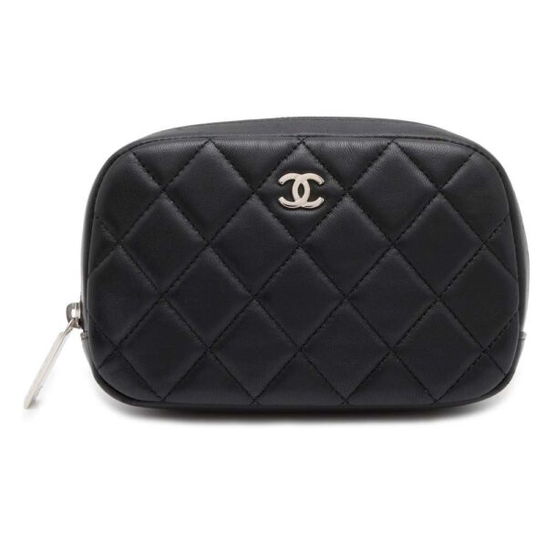 9782532 01 Chanel Cocomark Matelasse Pouch Caviar Case Black