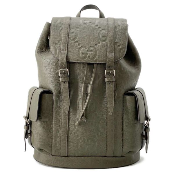 9786639 01 Gucci Jumbo GG Embossed Backpack Khaki