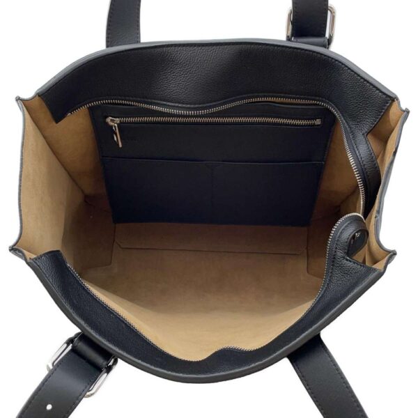 9787360 05 Loewe Buckle Zipper Leather Tote Bag Black