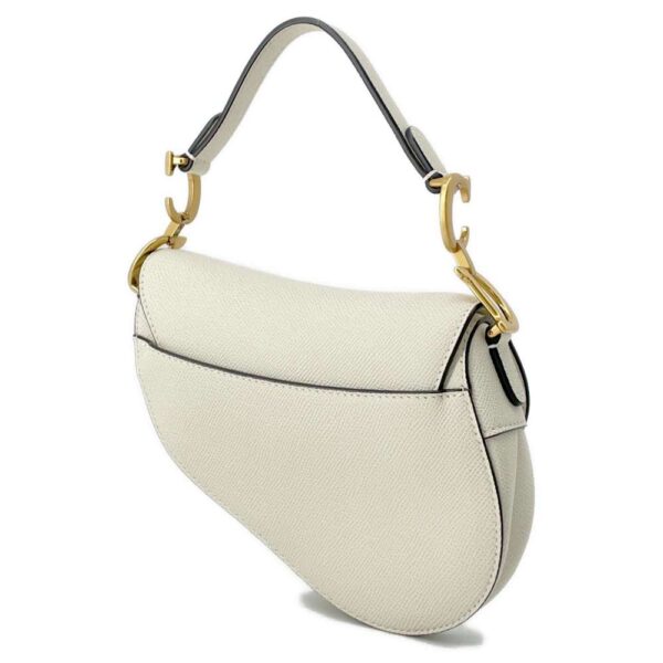 9789142 02 Christian Dior Saddle Leather Shoulder Bag Mini White