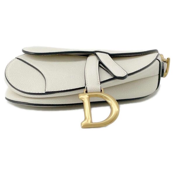 9789142 03 Christian Dior Saddle Leather Shoulder Bag Mini White