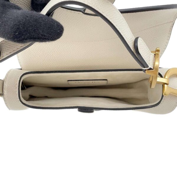 9789142 05 Christian Dior Saddle Leather Shoulder Bag Mini White