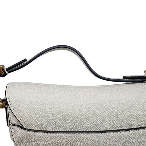 9789142 06 Christian Dior Saddle Leather Shoulder Bag Mini White