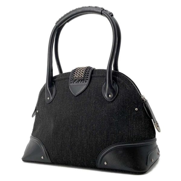 9789197 02 Christian Dior Chain Flap Wool Shoulder Bag Black