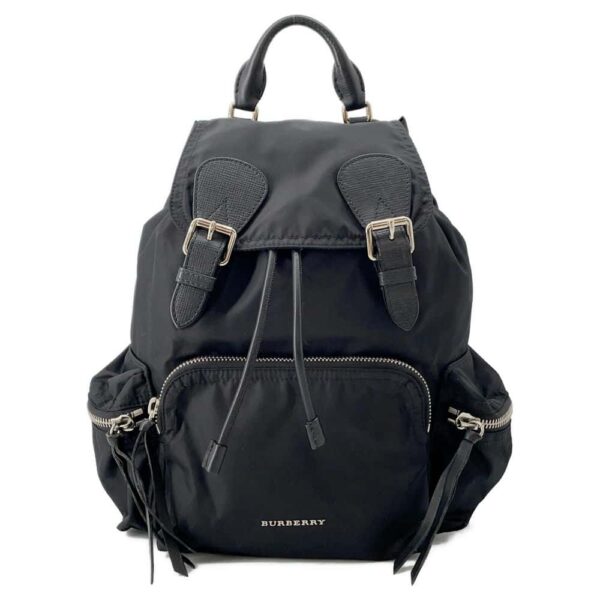 9789463 01 Burberry Nylon Leather Rucksack Backpack Black