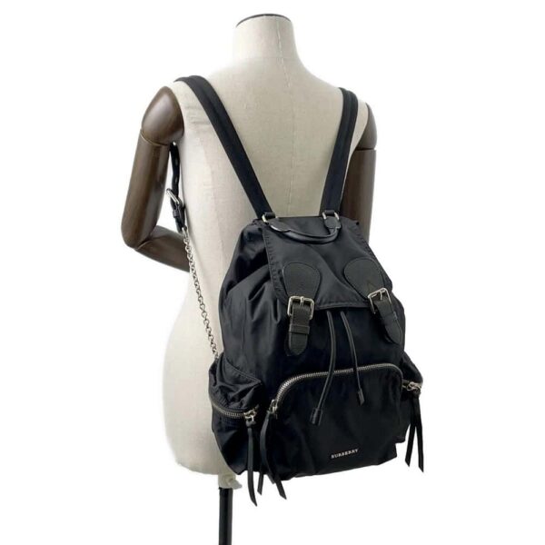 9789463 04 Burberry Nylon Leather Rucksack Backpack Black