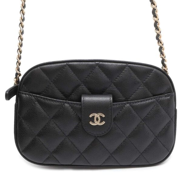 9791442 01 Chanel Matelasse Coco Mark Caviar Bag Black