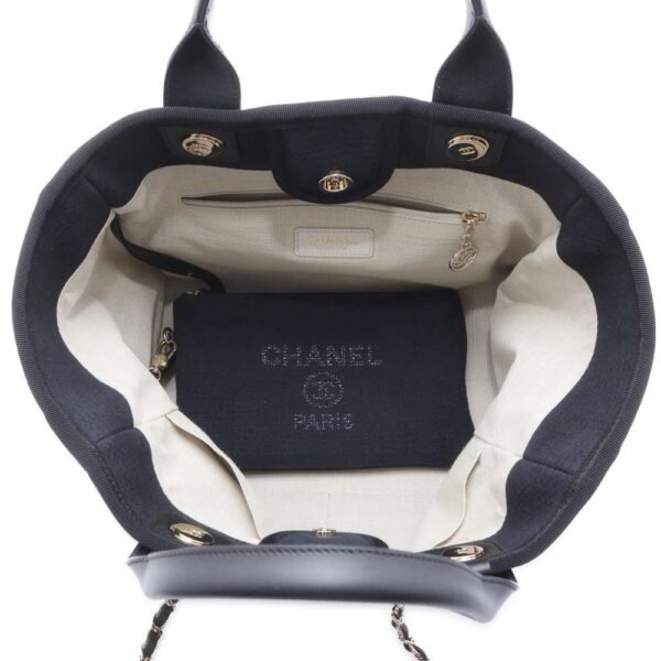 9791657 06 Chanel Deauville Coco Mark Small Shopping 2way Shoulder Bag Black