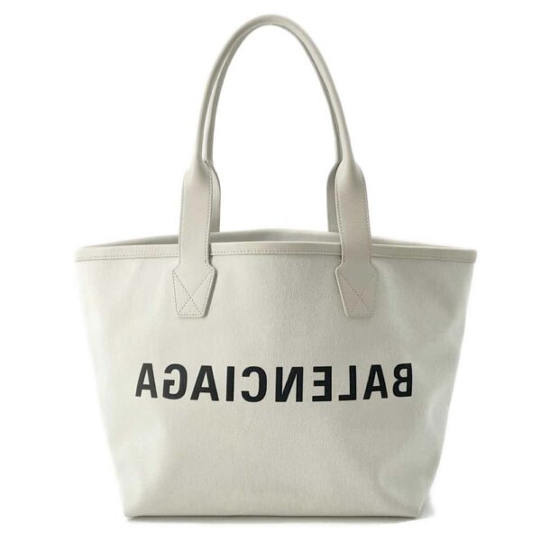 9792135 01 Balenciaga Mirror Jumbo Small Canvas Tote Bag White