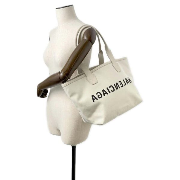 9792135 04 Balenciaga Mirror Jumbo Small Canvas Tote Bag White