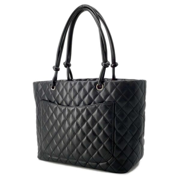 9792142 02 Chanel Cambon Line Large Tote Leather Shoulder Bag Black