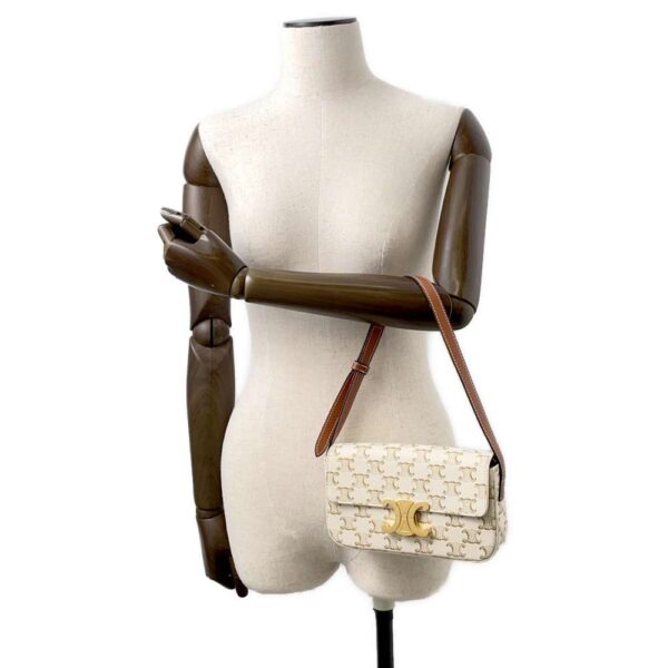 9792210 04 Celine Triomphe Shoulder Bag White