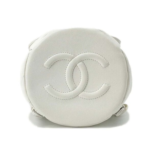 9792234 03 Chanel Matelasse Coco Mark Caviar Skin Backpack White