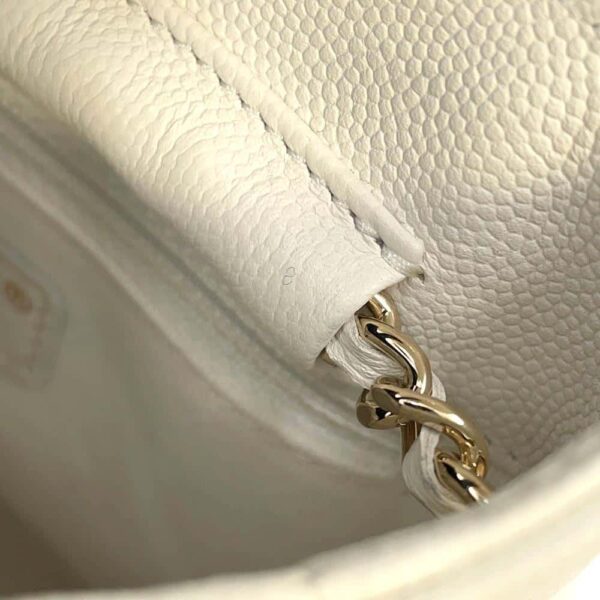 9792234 09 Chanel Matelasse Coco Mark Caviar Skin Backpack White