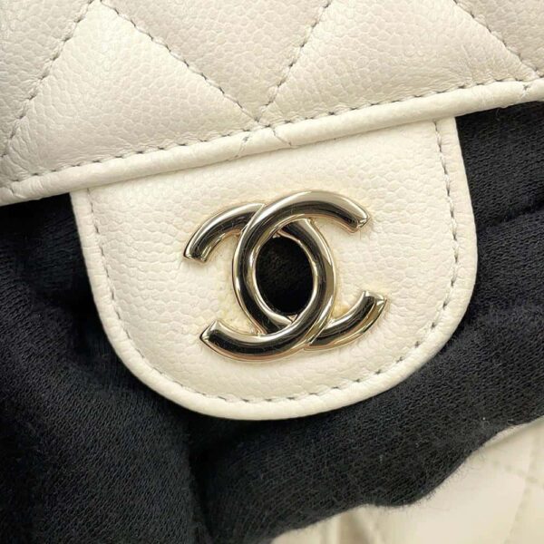 9792234 14 Chanel Matelasse Coco Mark Caviar Skin Backpack White